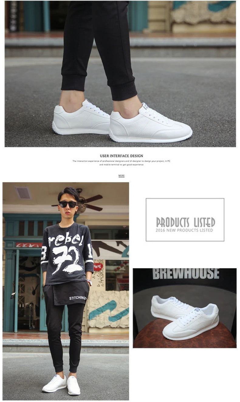 New PU Leather Sneakers Men Comforthable Vulcanized Shoes 2024 Trend Boys Sport Sneakers Mens Casual Shoes Fashion School Tennis