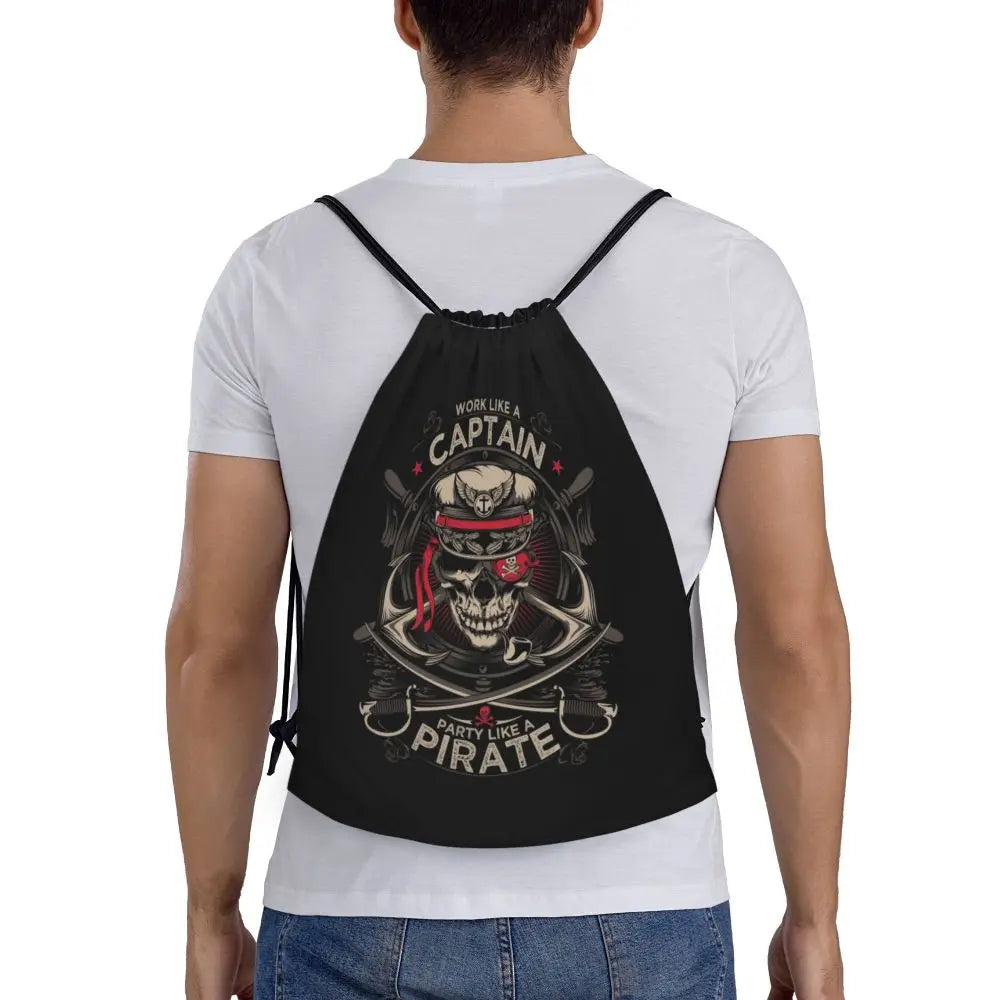 Custom Retro Vintage Nautical Anchor Drawstring Bags Men Women Foldable Gym Sports Sackpack Sailor Training Storage Backpacks