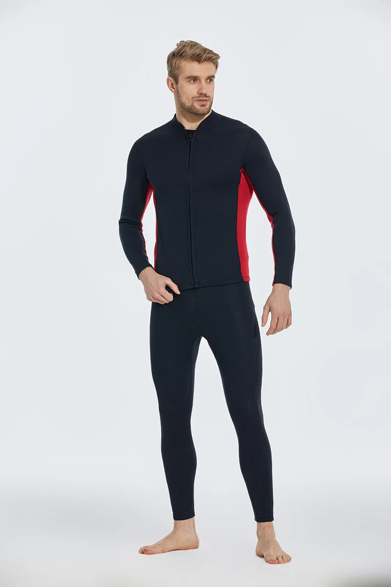 2MM Neoprene Diving Top Split Wetsuit Jacket Men's Water Sports Swimming Snorkeling Surfing Warm Wetsuit Top