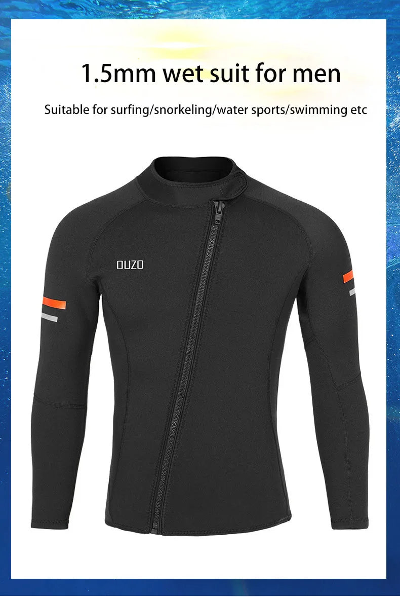 Men's 1.5mm Split Diving Suit Surfing Windproof Long Sleeve Jacket Neoprene Fishing Pants Professional Scuba Diving Clothes