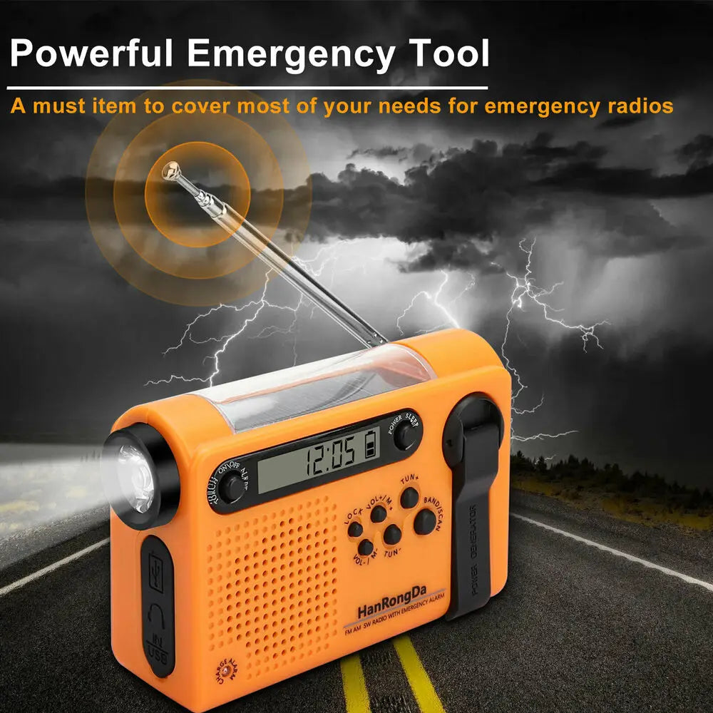 Weather Emergency Radio AM/FM/SW Portable Solar Hand Crank Radio 3 in 1 2000mAh Power Bank Phone Charger Flashlight for Camping