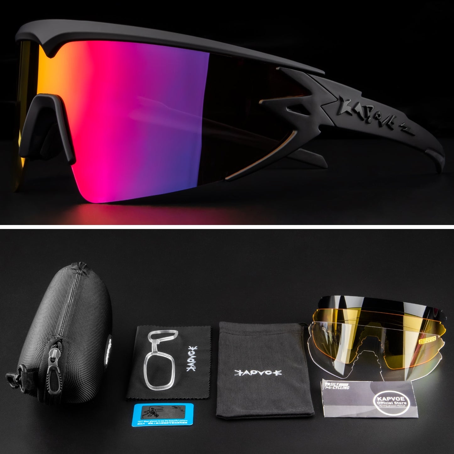 New design replace glasses frame Polarized Cycling Glasses For Man Women Bike Eyewear Cycling Sunglasses 4 Lens Goggles MTB UV