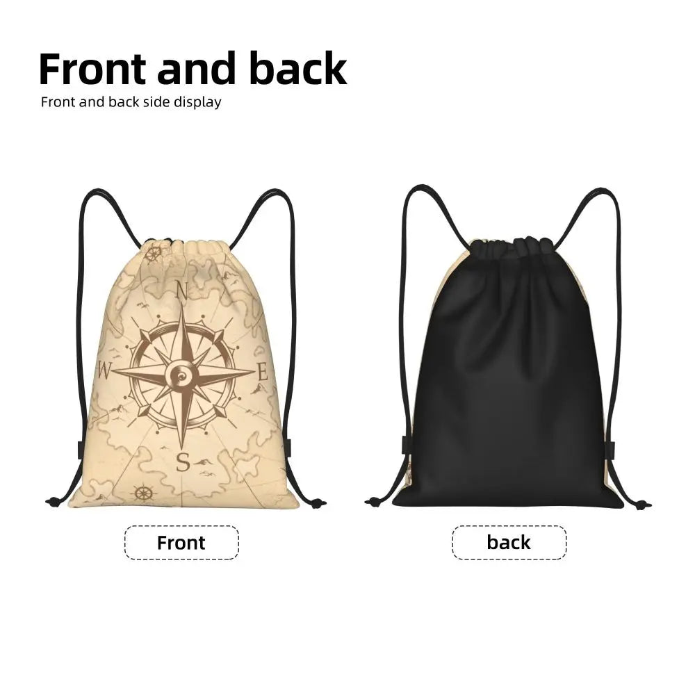 Custom Retro Vintage Nautical Anchor Drawstring Bags Men Women Foldable Gym Sports Sackpack Sailor Training Storage Backpacks
