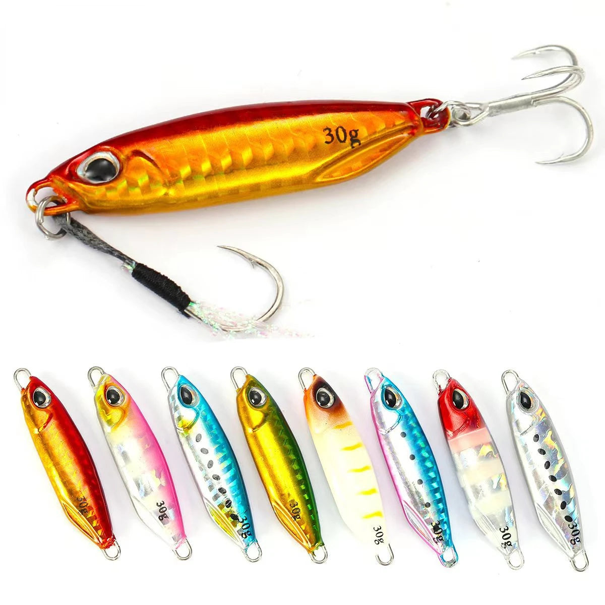Sea Fishing Metal Jigging Spoon 3D Print Laser Artificial Bait Boat Fishing Jig Lures Super Hard Fish Fishing Lures