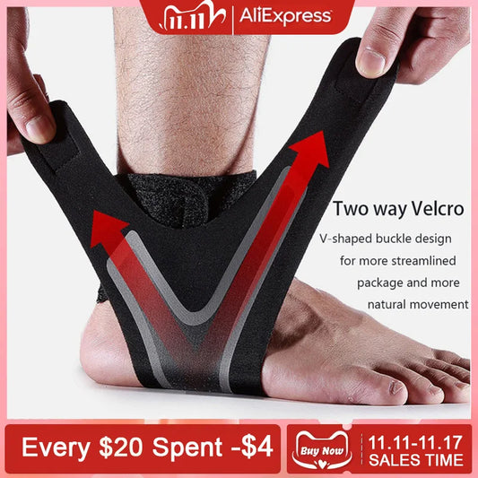 1PC Fitness Sports Ankle Brace Adjustable Compression Ankle Support Tendon Pain Relief Strap Foot Sprain Injury Wrap Basketball