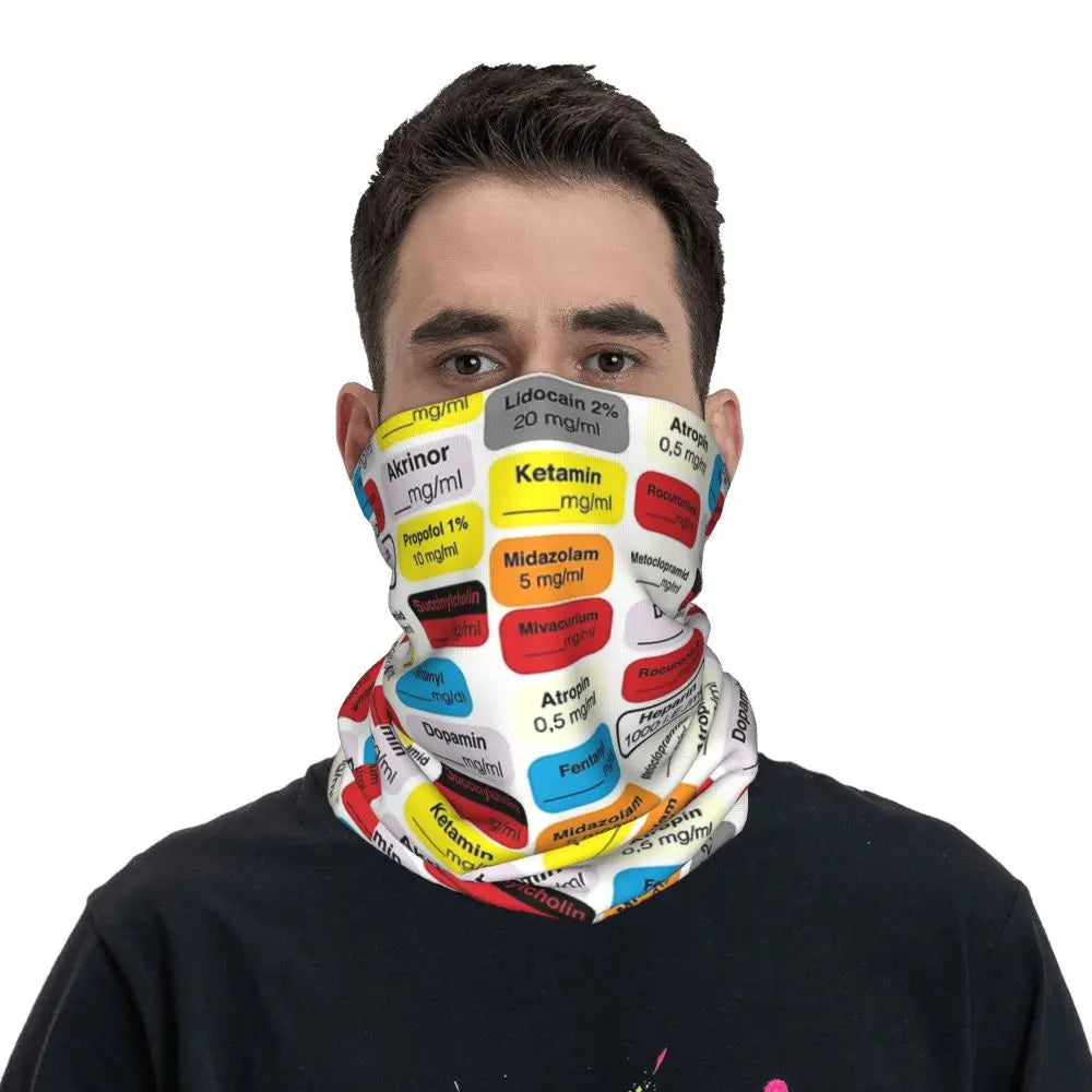 Anesthesia Medication Bandana Neck Cover Printed Mask Scarf Multi-use Balaclava Outdoor Sports Unisex Adult Winter