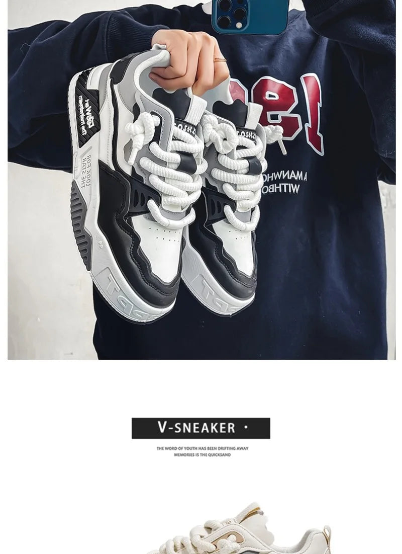 Fashion Men's Sneakers 2024 New Casual Shoes Lace Up Sport Running Shoes Platform Vulcanized Shoe Training Shoes Tenis Masculino