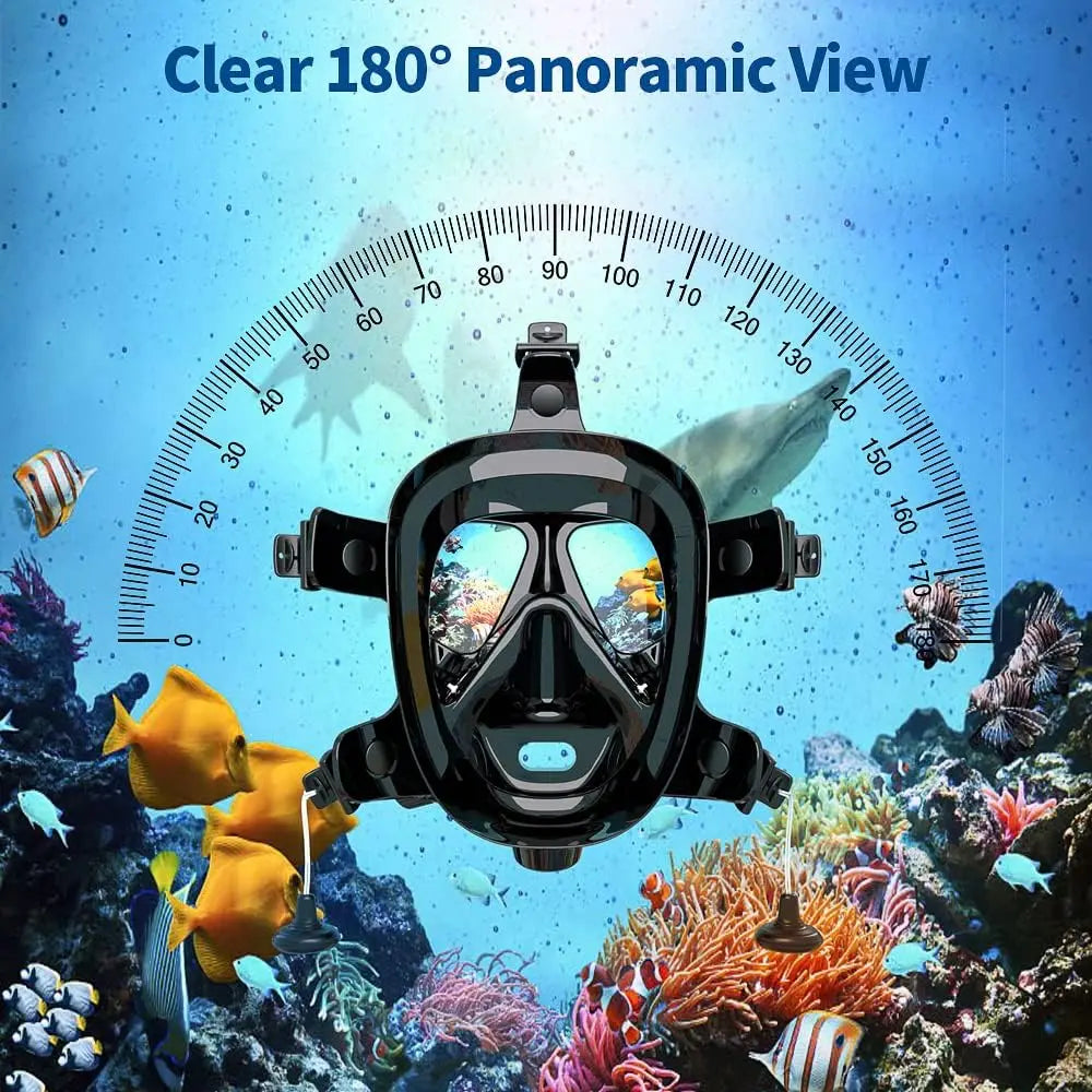 SMACO Full Face Diving Mask with Camera Mount, Full Face Snorkel Mask for Adults Compatible with Above 1L Scuba Diving Tank,