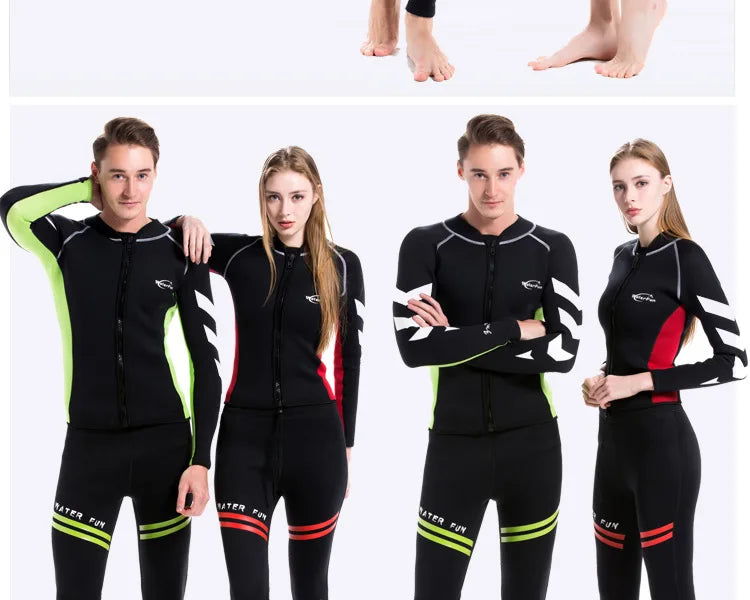 Men Women Wetsuit Surf Suit 3mm Neopreno Pant Top Wetsuit Female Kitesurf Scuba Diving Suit Winter Swimwear Rash Guard Swimsuits