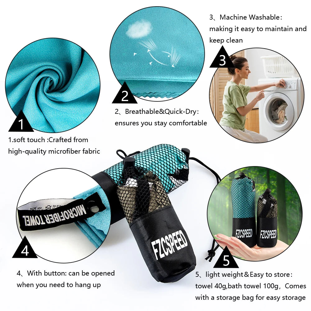 Quick-drying Lightweight Absorbent Travel Towel Swim Towels for Sports Camping and Hiking Are Soft and Super Absorbent