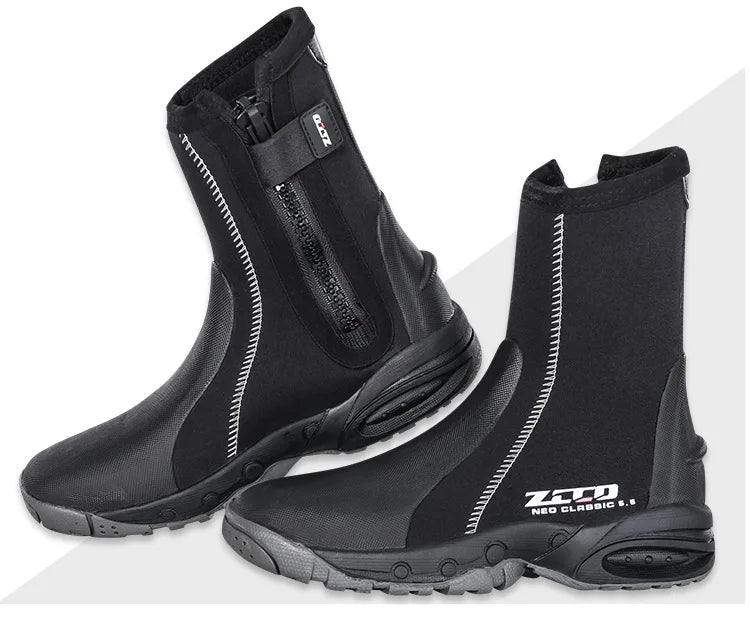 5MM Neoprene Water Sports UnderWater Hunting Spearfishing Swim Diving Boots With Side Zipper Scuba Kayaking Snorkeling Shoes