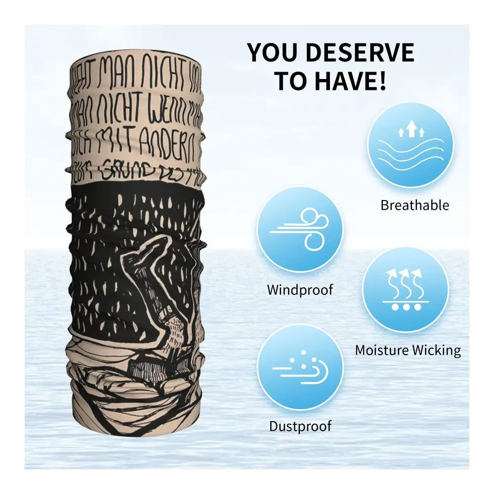 Till Lindemann Poem Bandana Neck Cover Printed Wrap Scarf Warm Balaclava Outdoor Sports Unisex Adult Winter