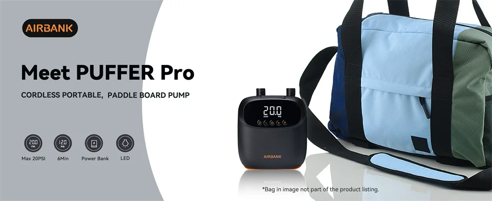AIRBANK SUP Board Pump 5200mah  Electric  Double mode  Inflation Kayak Accessories for Surfing Kite Mattress Tent  Boat