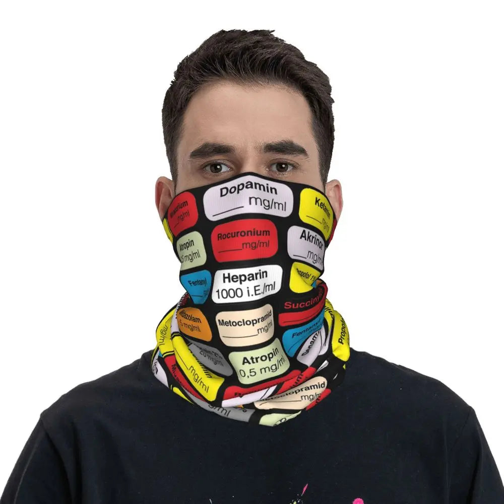 Anesthesia Medication Bandana Neck Cover Printed Mask Scarf Multi-use Balaclava Outdoor Sports Unisex Adult Winter