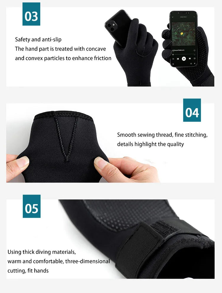 New Adult Diving Gloves Neoprene 3mm 5mm Thermal Spearfishing Gloves Anti-slip Surfing Swimming Kayak Paddling Snorkel Gloves