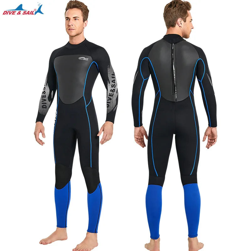 3MM Neoprene One-Piece Thick Warm Wetsuit Men Women Long Sleeved Cold-Proof Surfing Suit Snorkeling Swimming Jellyfish Suit
