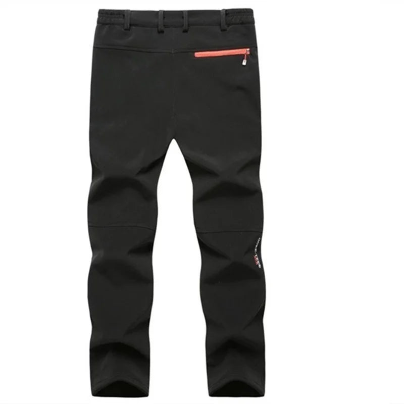 Men's Outdoor Waterproof Hiking Trousers Camping Climbing Fishing Skiing Trekking Softshell Fleece Warm Pants 3 Colors