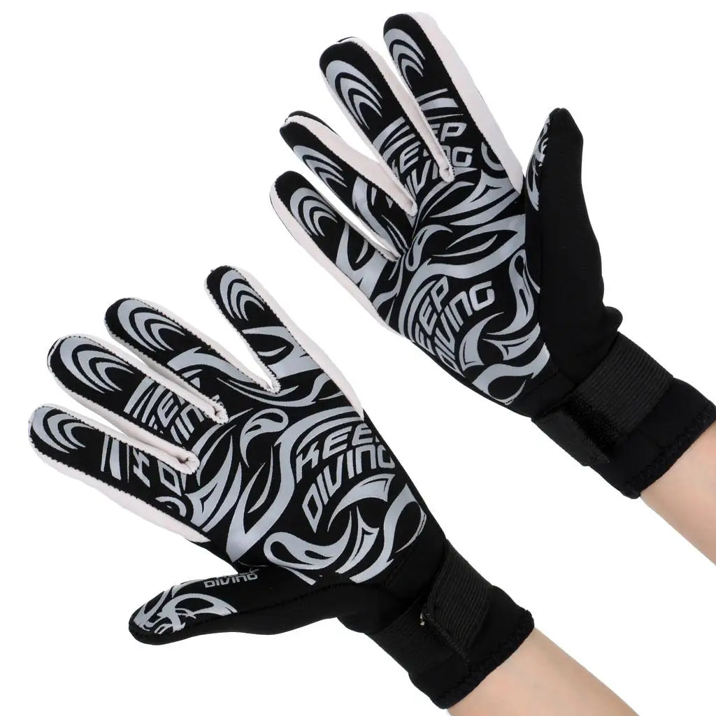 Unisex Premium 3mm Neoprene Wetsuit Gloves Scuba Diving Swimming Surfing Snorkeling Kayaking Gloves - Black - S
