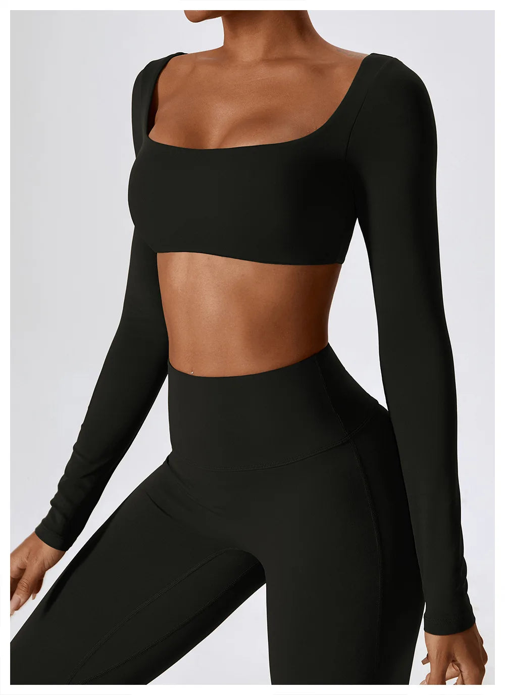 Women Workout Crop T Shirt Top Quick Dry Padded Sports Long Sleeve Gym Crop Tops Fitness Running Push Up Yoga Top