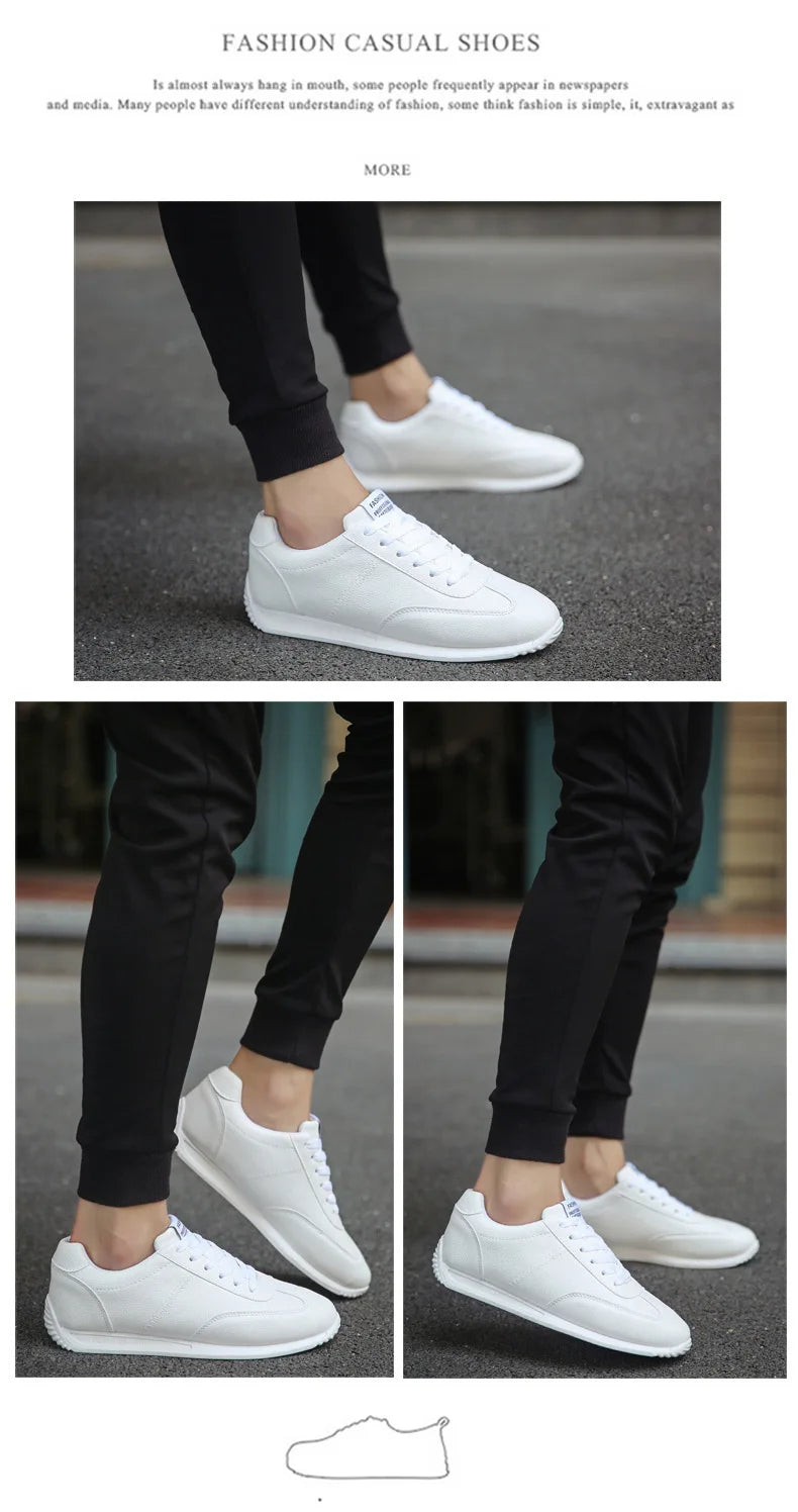 New PU Leather Sneakers Men Comforthable Vulcanized Shoes 2024 Trend Boys Sport Sneakers Mens Casual Shoes Fashion School Tennis