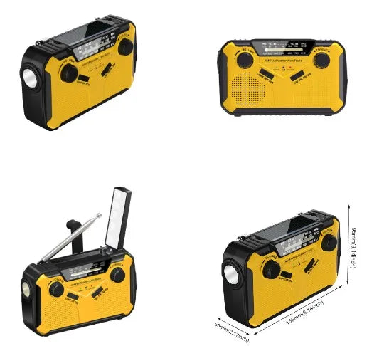 Multifunction Radio Hand Crank Solar USB FM/ AM Radio Emergency Flashlight Power Bank high Quality  4000mAh power bank  Radio