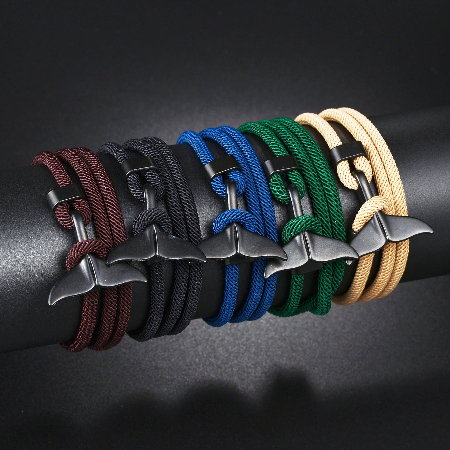 Fishtail Hook Bracelets Men Double Strand Nautical Survival Rope Paracord Bracelet Women Stainless Steel Sport Buckle