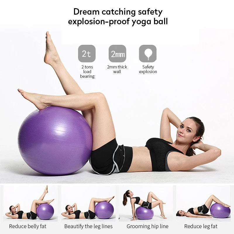 New PVC Fitness Balls Yoga Ball Thickened Explosion-proof Exercise Home Gym Pilates Equipment Balance Ball 45cm/55cm/65cm/75cm