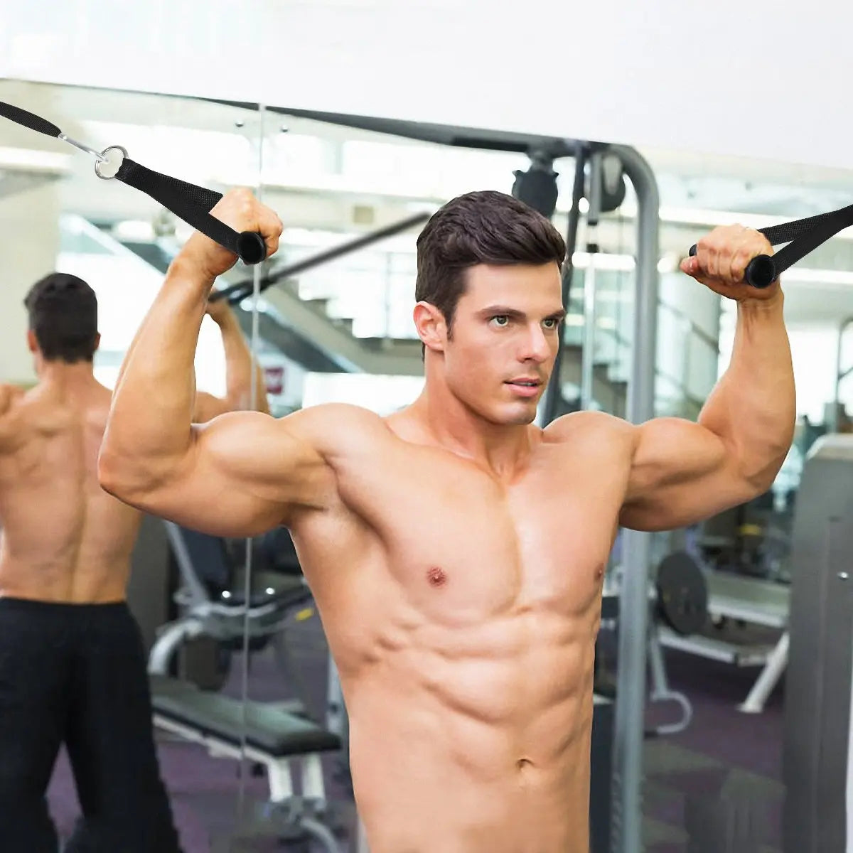 Resistance Bands Handle Bar Attachment Station Fitness Pulley Strap Exercise Home Gym Training Accessories Workout Equipments