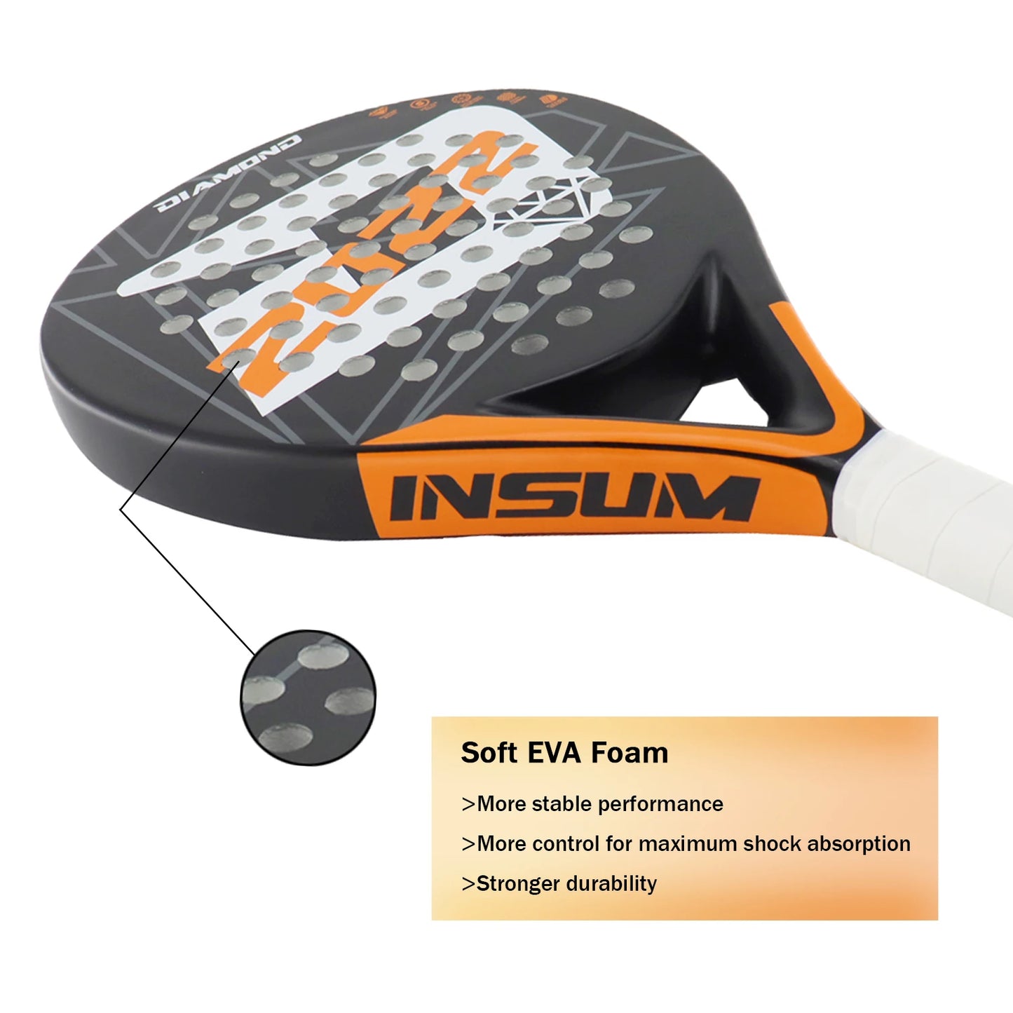 Padel Racket Full Carbon Fiber with Soft EVA Foam Grip High Balance for Beginner and Intermediate Players Padel Raqueta