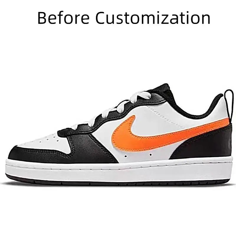【Customize】Nike Court Borough Skateboarding Shoes Women's Low-top Black/peach Powder Sneakers shoes BQ5448-115