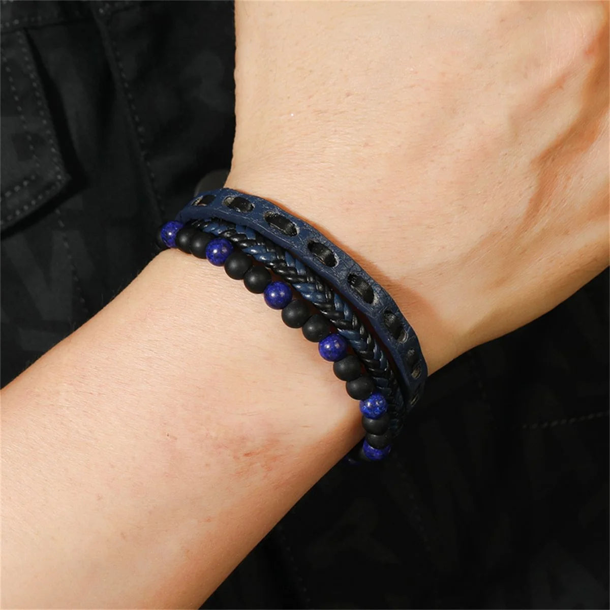 Classic Natural Stone Leather Bracelets For Men Women Multilayer Hand-Woven Cross Leather Bracelet Fashion Party Jewelry Gifts