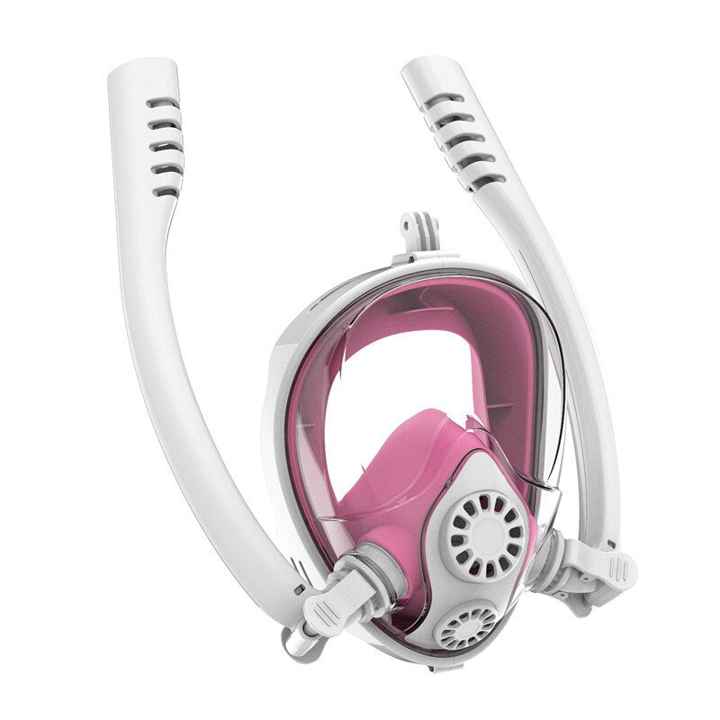 Snorkeling Mask Double Tube Silicone Full Dry Diving Mask Adult Swimming Mask Diving Goggles Self Contained Underwater Breathing