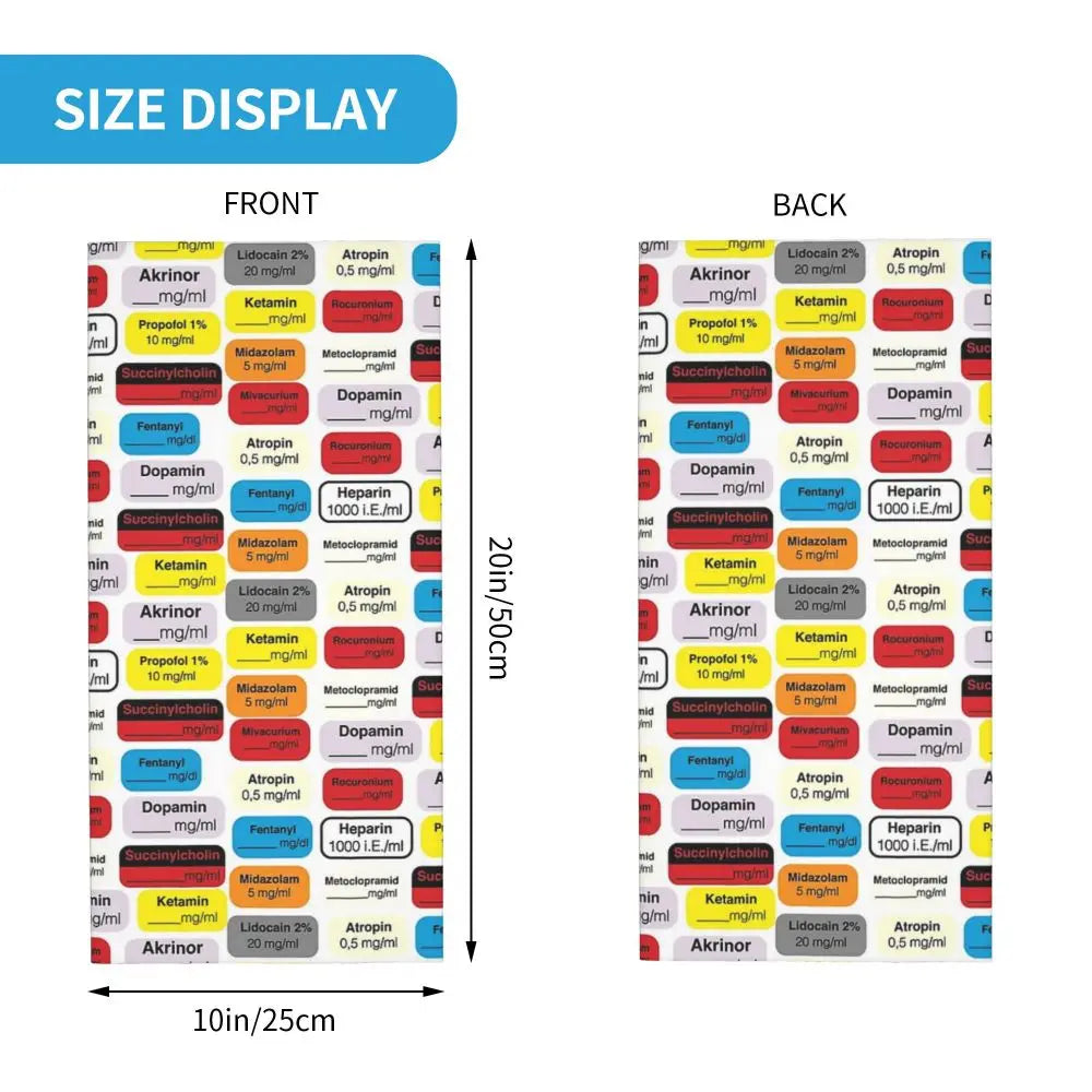 Anesthesia Medication Bandana Neck Cover Printed Mask Scarf Multi-use Balaclava Outdoor Sports Unisex Adult Winter