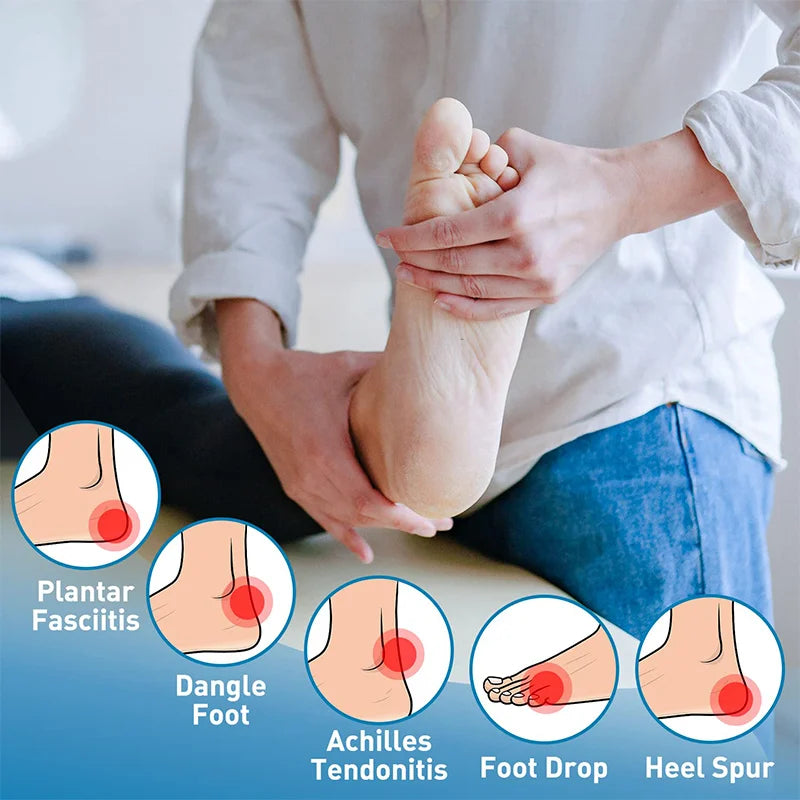 Plantar Fasciitis Splint Upgraded Version, 3 Pull Adjustable Straps, Drop Corrector, Stabilizing Brackets, Relieve Foot Pain