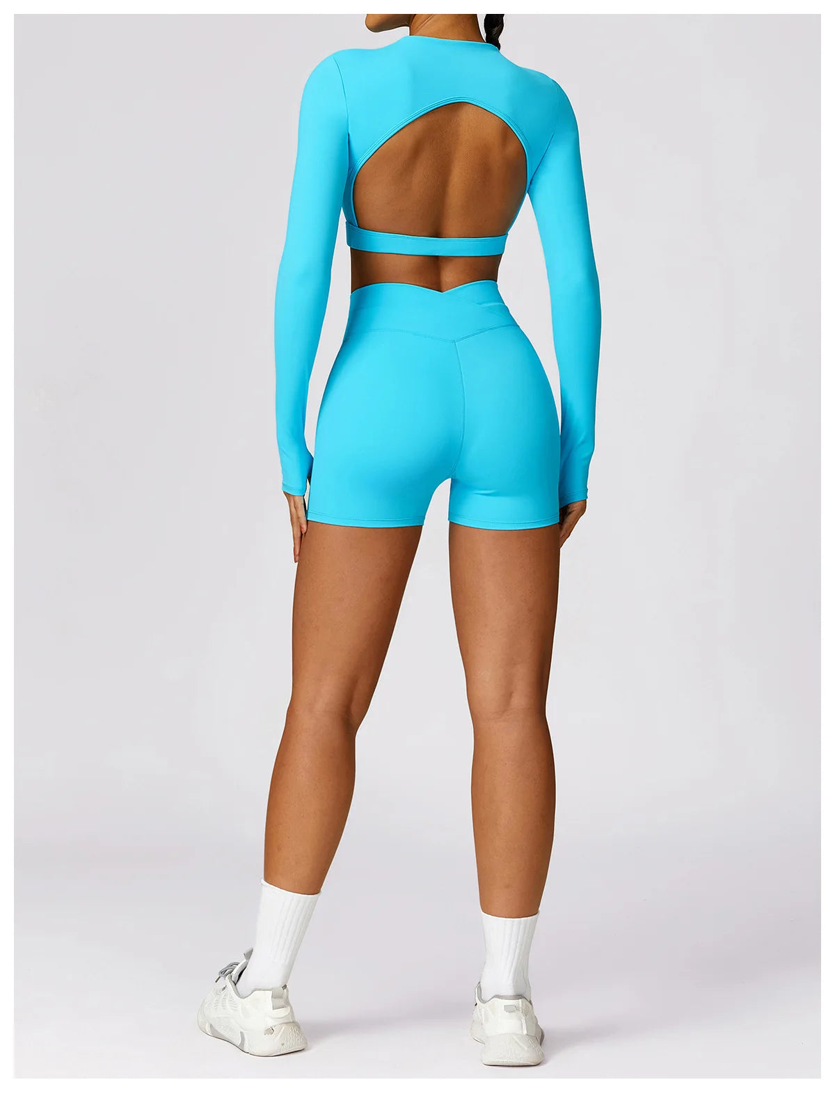 New Sexy Backless Gym Top Women Fitness Crop Yop Quick Dry Sportswear Women Workout Top Long Sleeve Yoga Clothes With chest pads