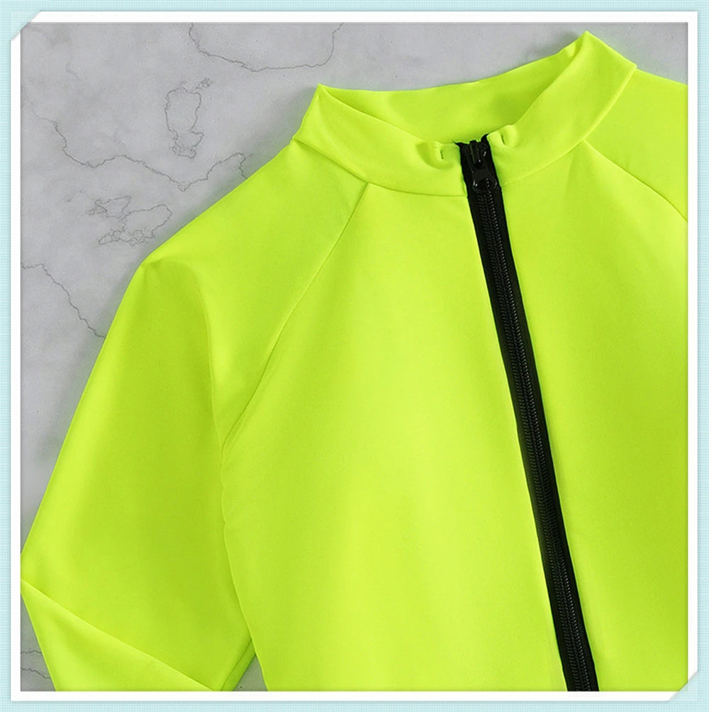 Solid Diving Clothes 2023 Women Zipper One Piece Bathers Bathing Swimming Swim Suit Female Long Sleeve Swimwear Surf Swimsuit