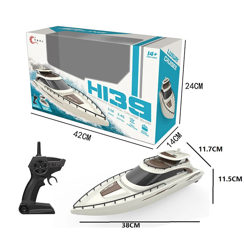 TKKJ 2.4G RC Boat Mini Remote Control Boat 1/28 Scale Dual Motor 15KM/H Fast Speed Electric Water RC Speedboat Boy Toy Gift