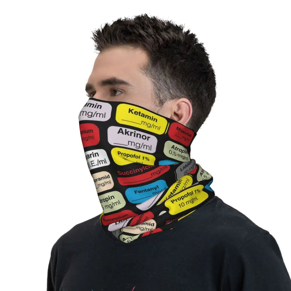 Anesthesia Medication Bandana Neck Cover Printed Mask Scarf Multi-use Balaclava Outdoor Sports Unisex Adult Winter