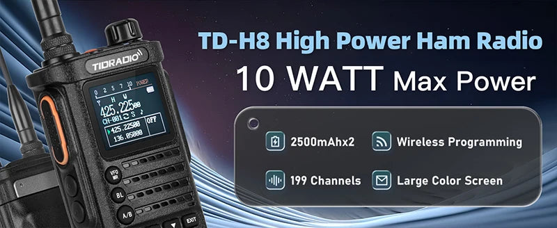 2PCS TIDRADIO 2nd Gen H8 Walkie Talkie Long Range Professional Radio Connection APP Wireless Programming Portable Radio GMRS