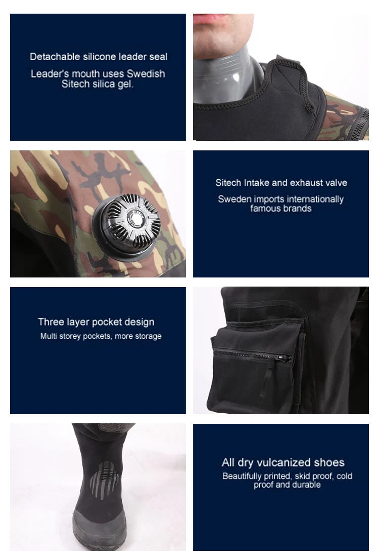 Unisex Drysuit UK Waterproof and Breathable Plus Size (L XL XXL) for Adults 5mm Wetsuits for Diving