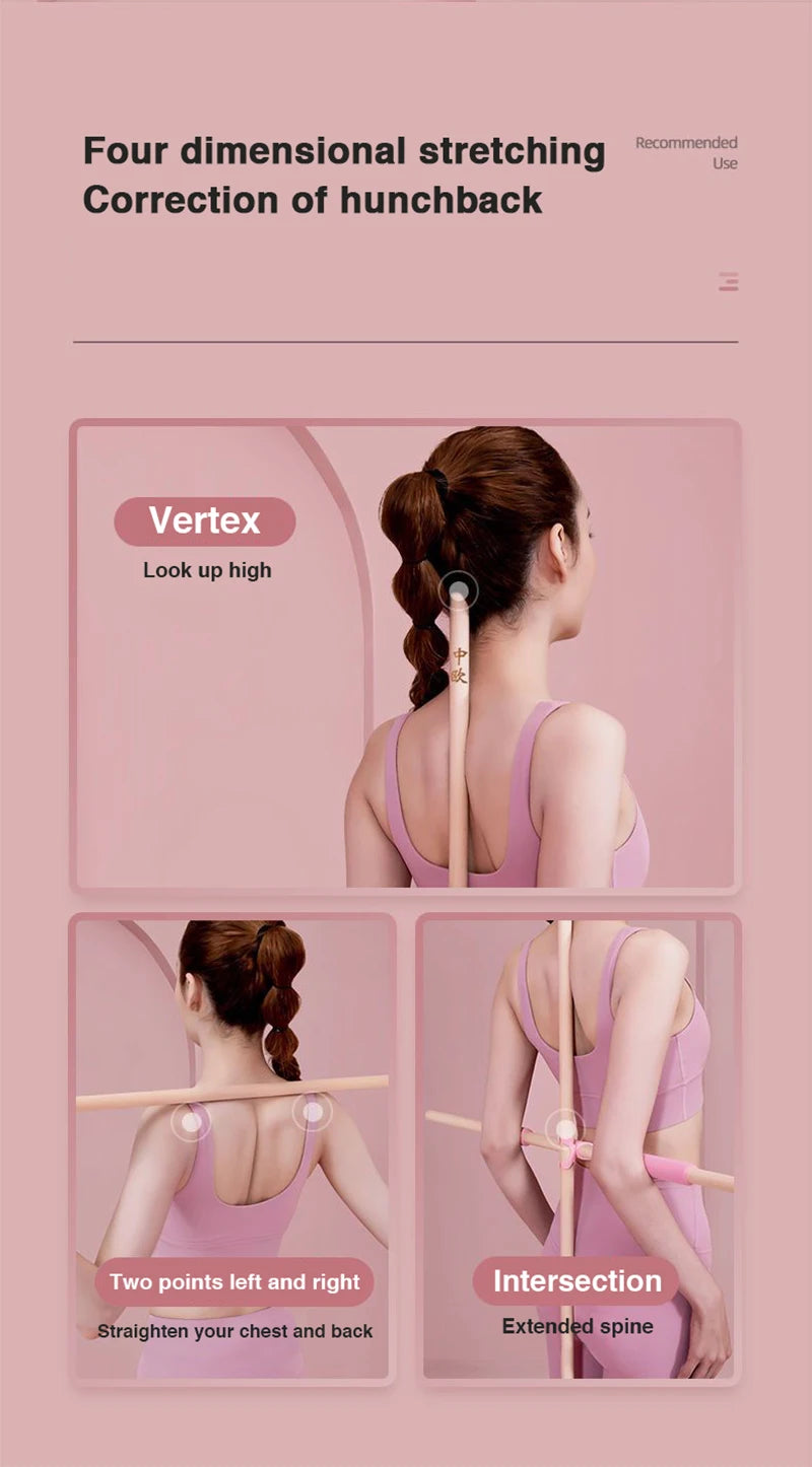 Body Sculpting Home Fitness Wooden Yoga Pole Open Shoulder Beauty Back Posture Corrector Multipurpose Pranayama Stick for Dance