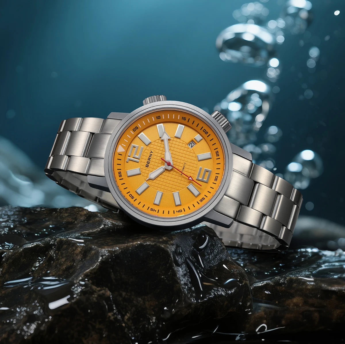 BERNY Automatic Diver Watch for Men Super Luminous Sapphire Miyota 8215 Compressor 20ATM Swimming Scuba Diving Sports Man Watch