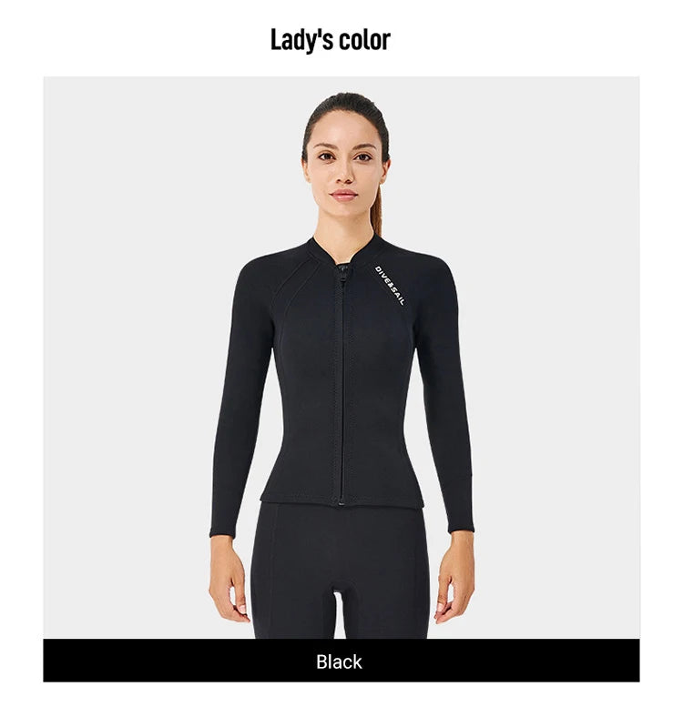 Neoprene 3MM 2MM Men Women Wetsuit Jacket Scuba Diving Suit Surf Snorkeling Underwater Spearfishing Fishing Kitesurf Equipment