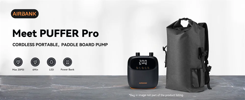 AIRBANK SUP Board Pump 5200mah  Electric  Double mode  Inflation Kayak Accessories for Surfing Kite Mattress Tent  Boat