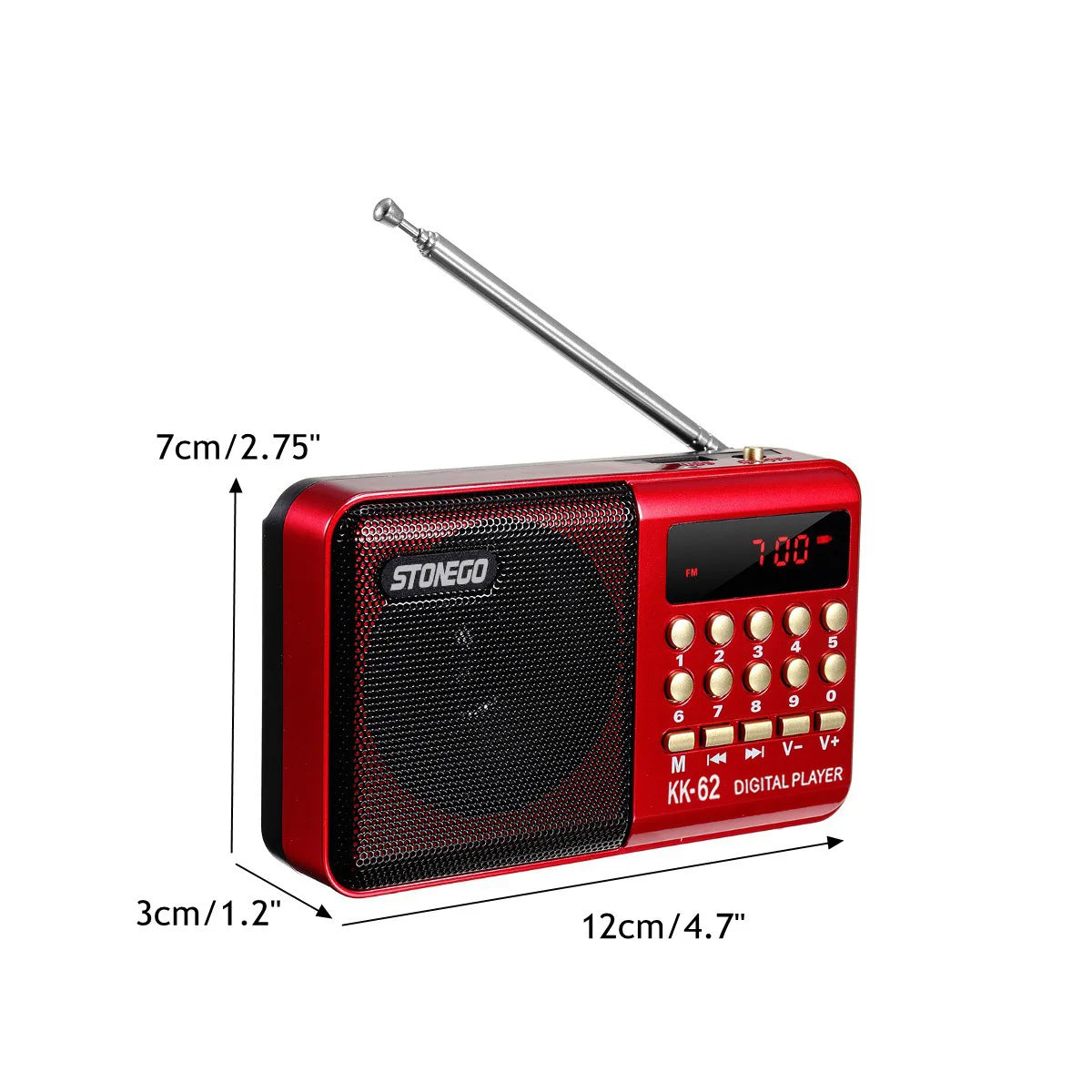 STONEGO Mini Portable Radio Handheld Rechargeable Digital FM USB TF MP3 Player Stonego Speaker Devices Supplies
