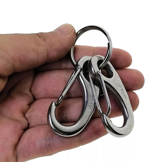 2 Pcs 316 Stainless Steel Snorkeling Swimming Diving Quick Release Keychain Carabiner Snap Hook Quickdraw Clip with Key Chain