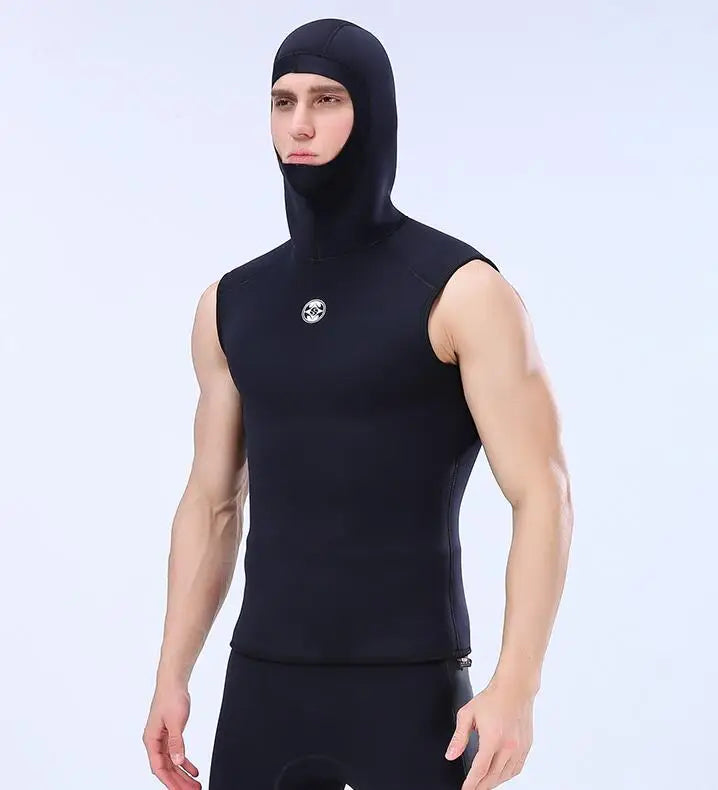 Men's 3mm Neoprene Hooded Wetsuit Vest Jump Scuba Surf Warm Diving Suit Vest Top