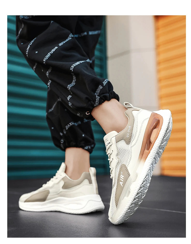 Leather Men's Shoes Fashion Korean Version Trendy Casual Breathable Cushioning Sports Vulcanized Men Shoes