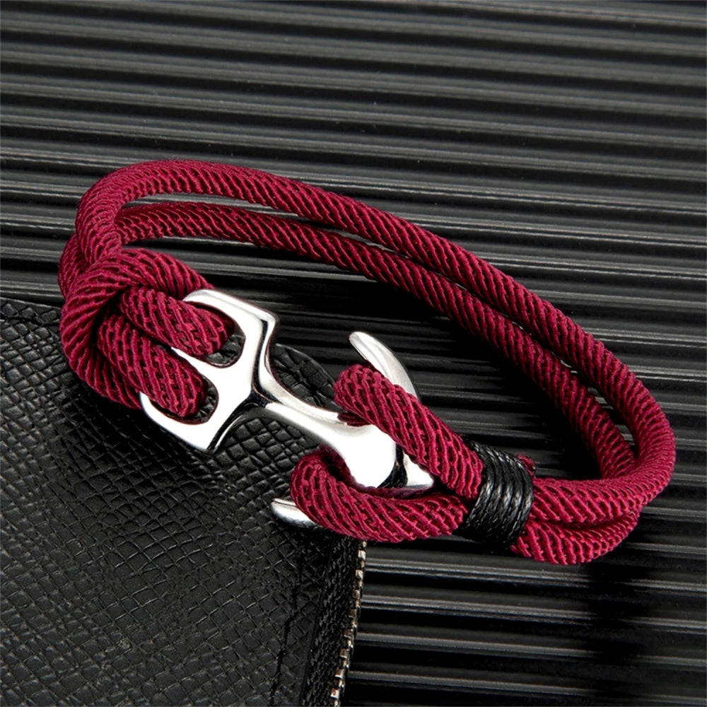 Double Strand Nautical Survival Rope Paracord Bracelet For Men Women Camping Sport Stainless Steel Buckle Anchor Bracelets Gifts