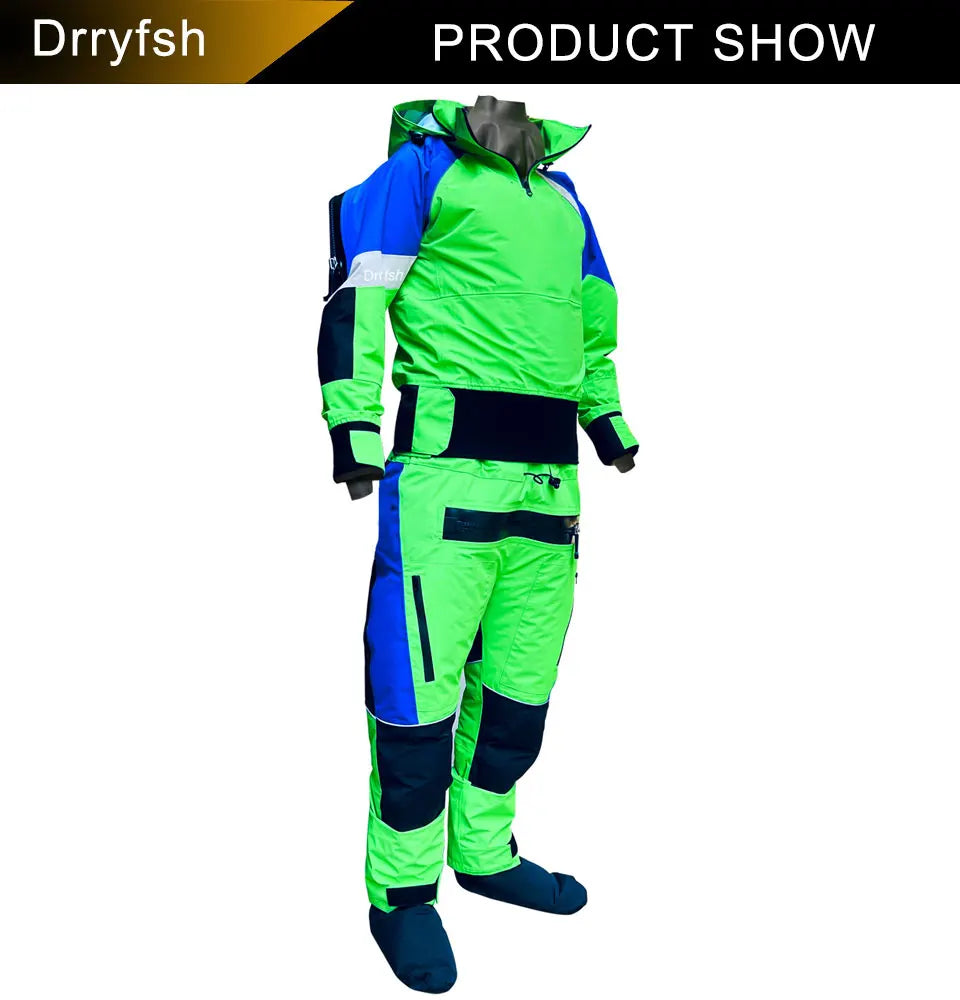 Hooded Kayak Dry Suit Paddling Drysuit with Comfortable Knee and Seat Pads Survival Clothing for Men in Cold Water Swimming Suit